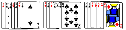 Three card piles for magic trick